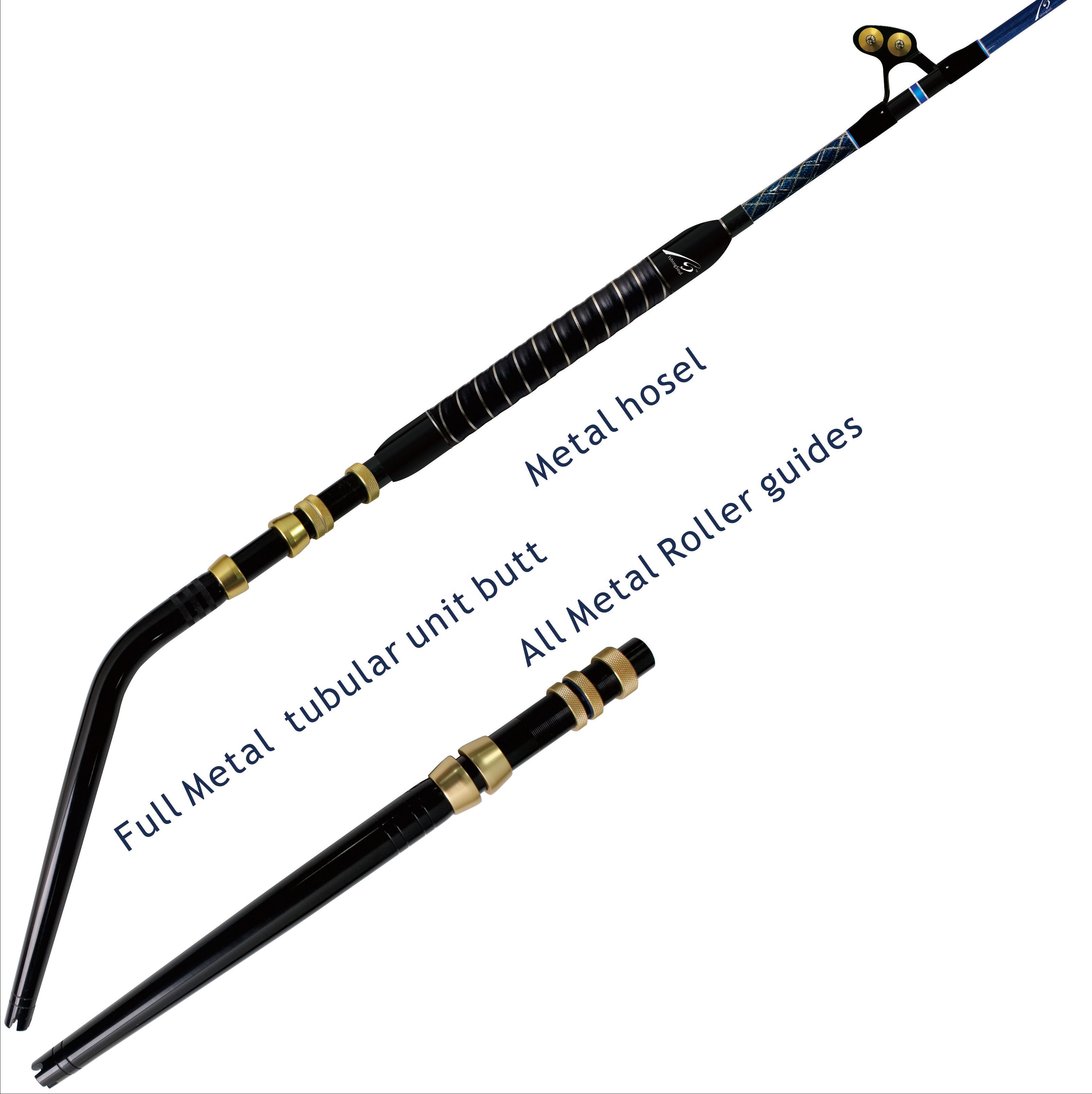 GMR310 Aluminium roller guide swivel roller tip straight bent unit butt Big game Stand up Boat trolling fishing pole rod